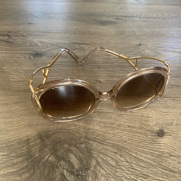 Chloe Gold Frame Sunglasses with Brown Lenses - Picture 12 of 13